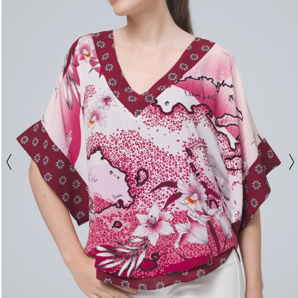 V- Neck Printed Kimono Top